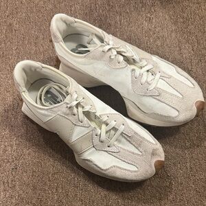 New Balance White and Cream Sneakers